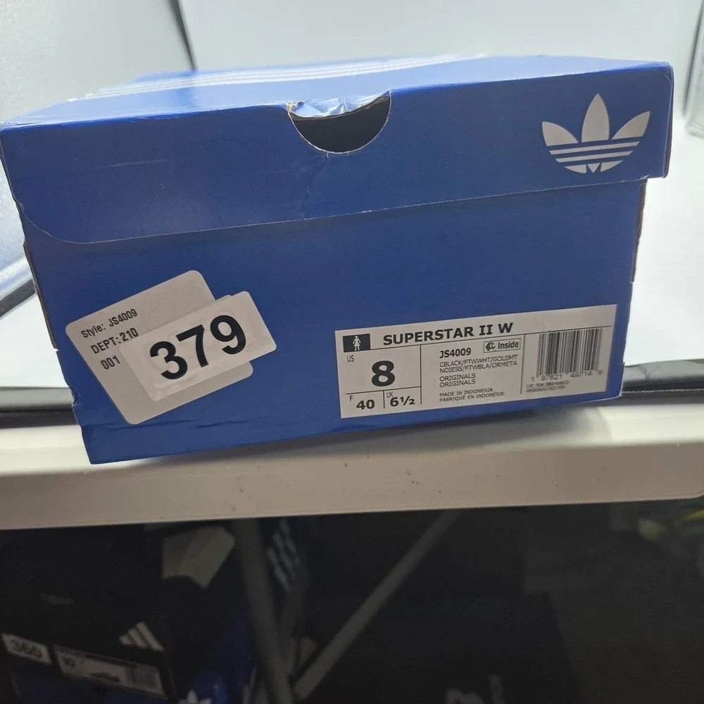 Women's Size 8 Adidas Superstar II W Black White Gold JS4009 New In Box